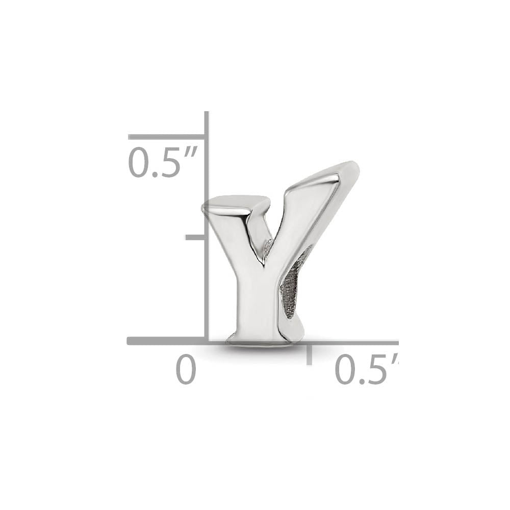 Alternate view of the Sterling Silver Letter Y Polished Bead Charm, 10mm by The Black Bow Jewelry Co.