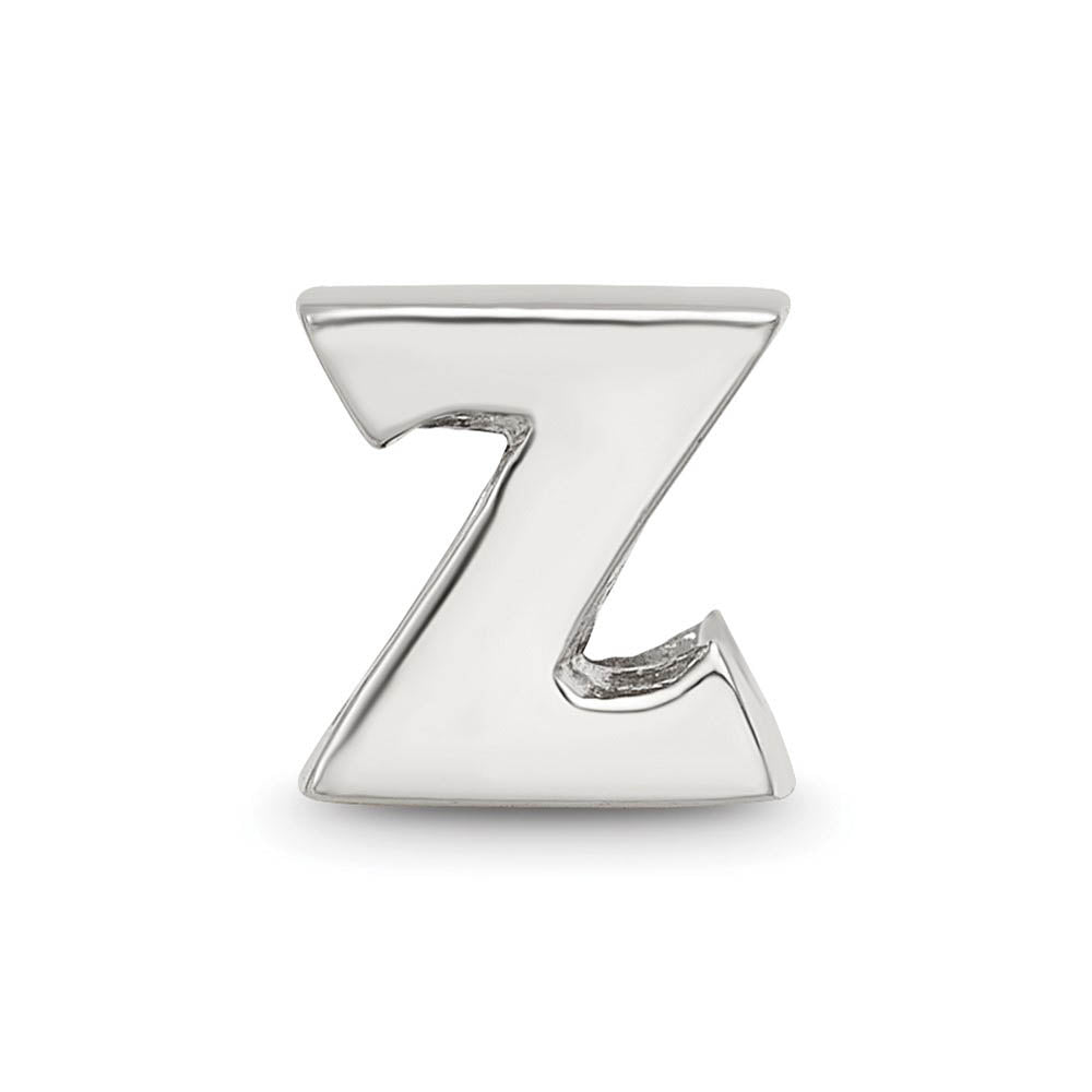 Alternate view of the Sterling Silver Letter Z Polished Bead Charm, 10mm by The Black Bow Jewelry Co.