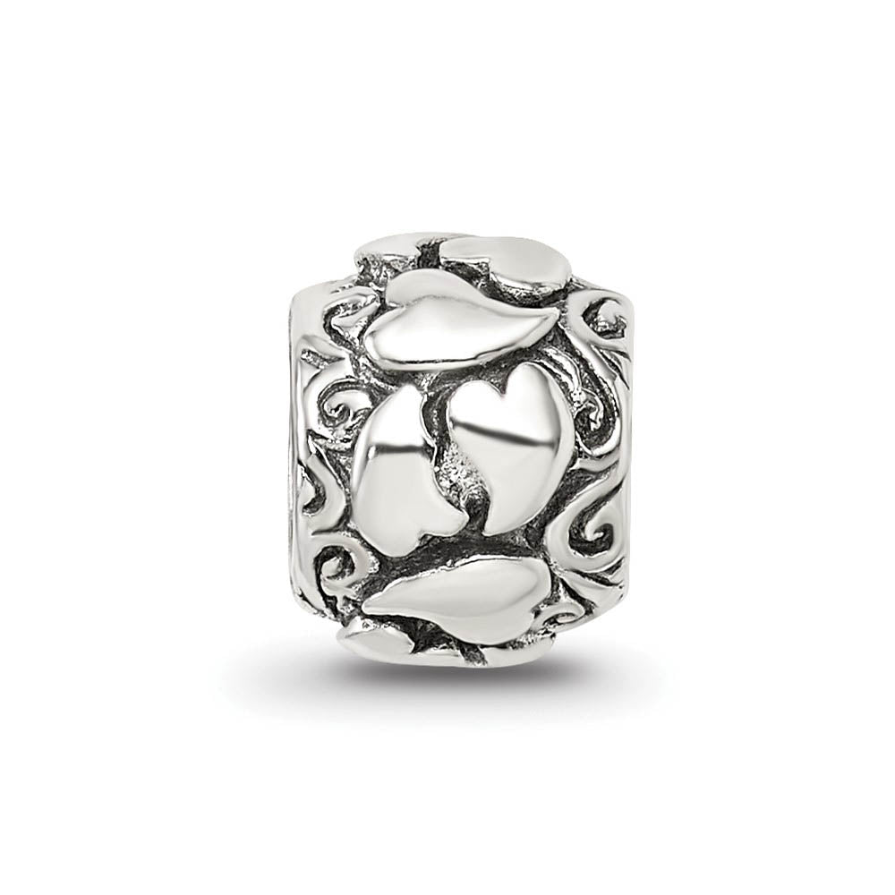 Alternate view of the Sterling Silver Hearts Bead Charm by The Black Bow Jewelry Co.