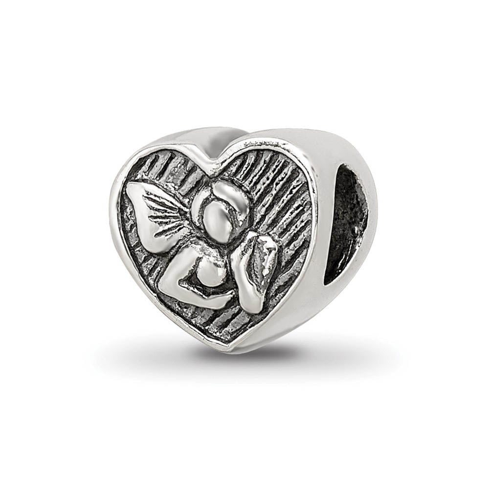 Sterling Silver Angel in Your Heart Bead Charm, Item B8696 by The Black Bow Jewelry Co.