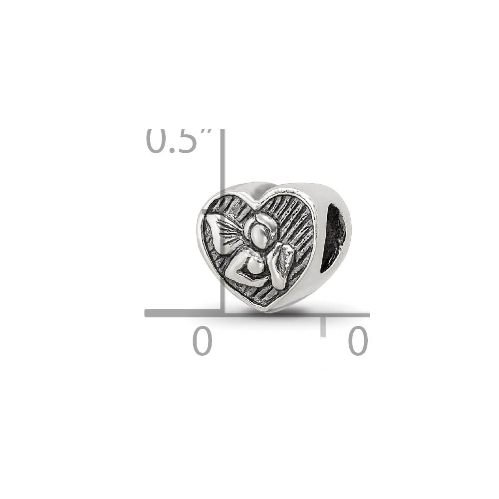 Alternate view of the Sterling Silver Angel in Your Heart Bead Charm by The Black Bow Jewelry Co.