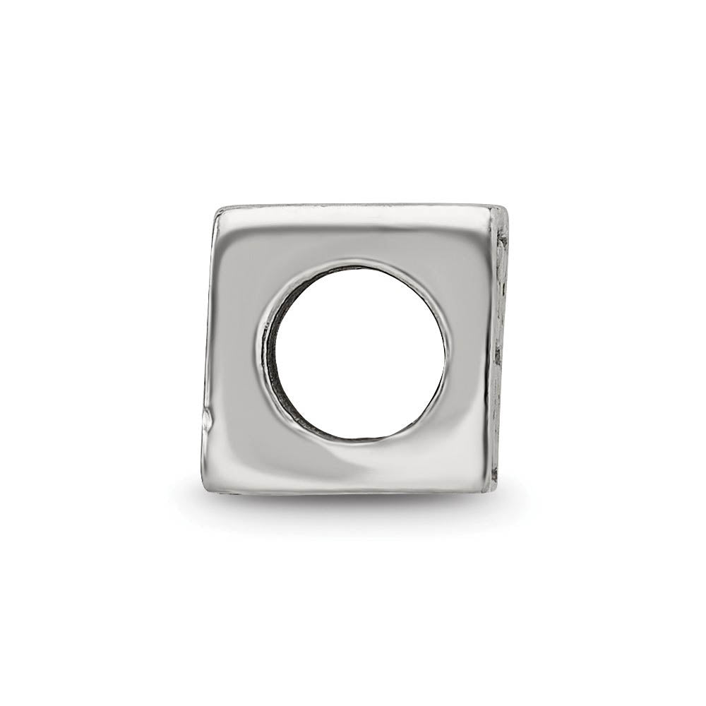 Alternate view of the Sterling Silver Heart Cube Bead Charm by The Black Bow Jewelry Co.