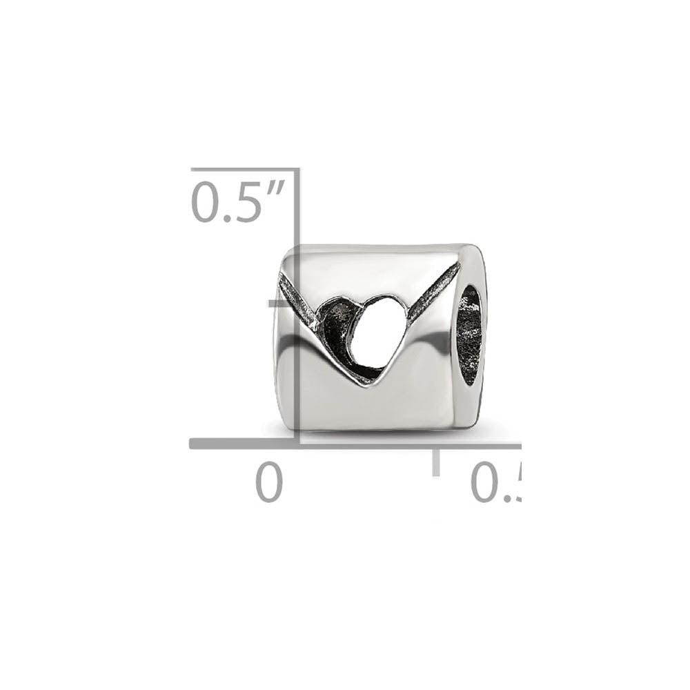 Alternate view of the Sterling Silver Love Note Bead Charm by The Black Bow Jewelry Co.