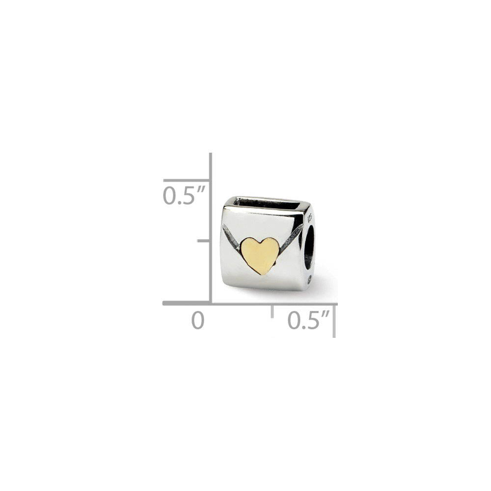 Alternative view of Sterling Silver & 14k Gold Love Note Bead Charm