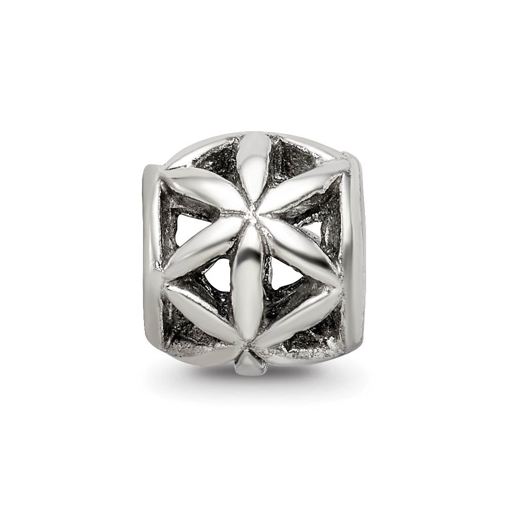 Alternate view of the Sterling Silver Floral Bali Bead Charm by The Black Bow Jewelry Co.