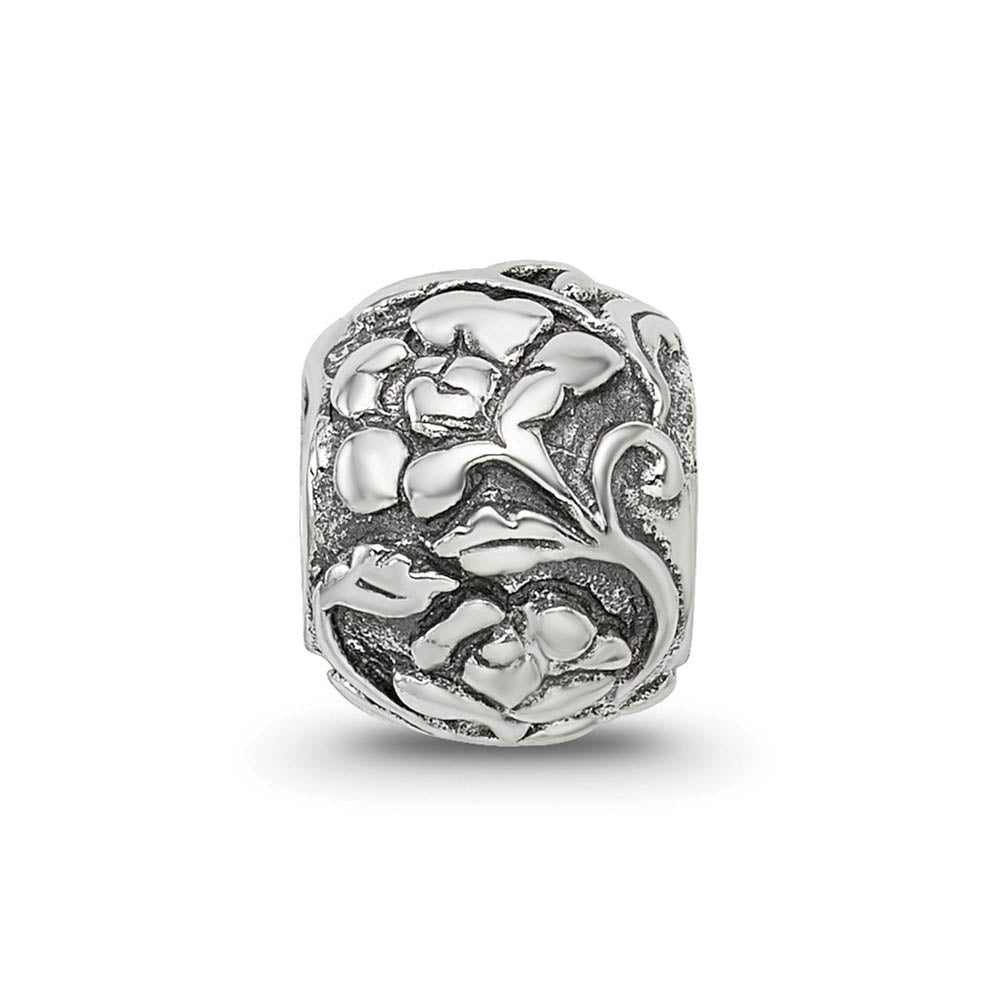 Alternate view of the Sterling Silver Flower and Vine Bead Charm by The Black Bow Jewelry Co.