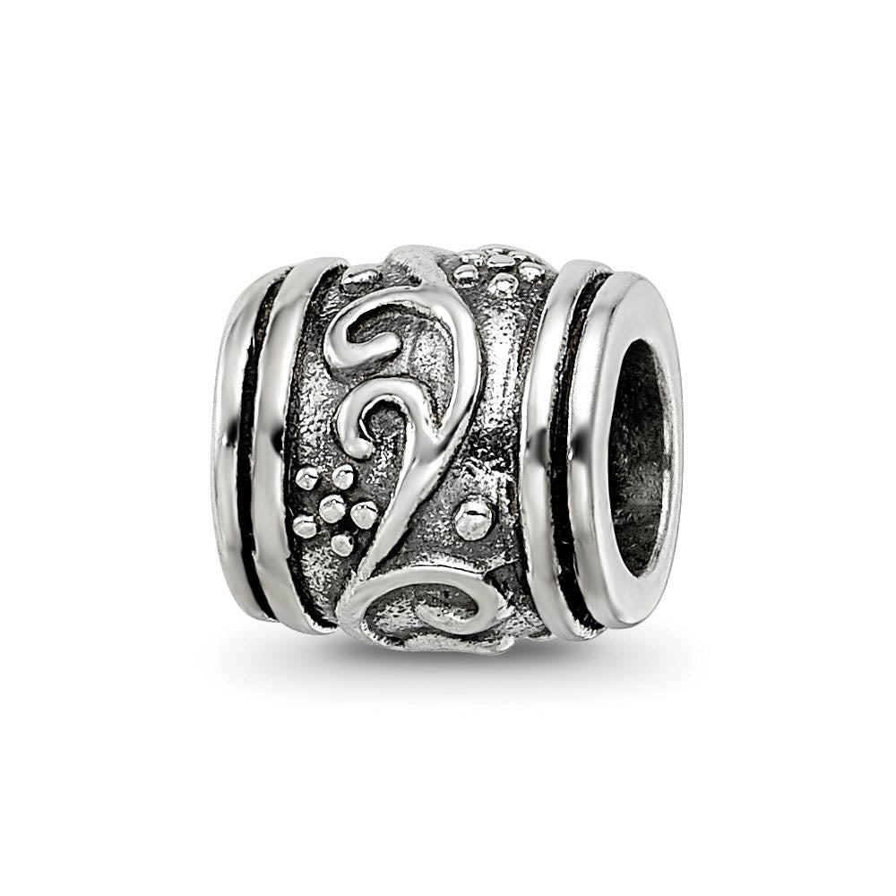 Sterling Silver Floral Ball Bead Charm, Item B8720 by The Black Bow Jewelry Co.