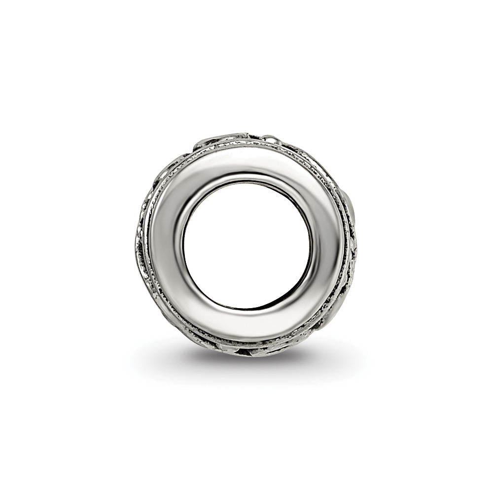 Alternate view of the Sterling Silver Floral Ball Bead Charm by The Black Bow Jewelry Co.