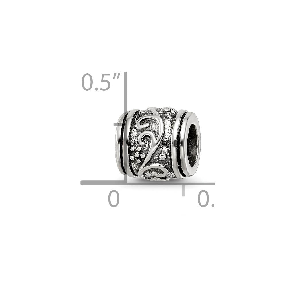 Alternate view of the Sterling Silver Floral Ball Bead Charm by The Black Bow Jewelry Co.
