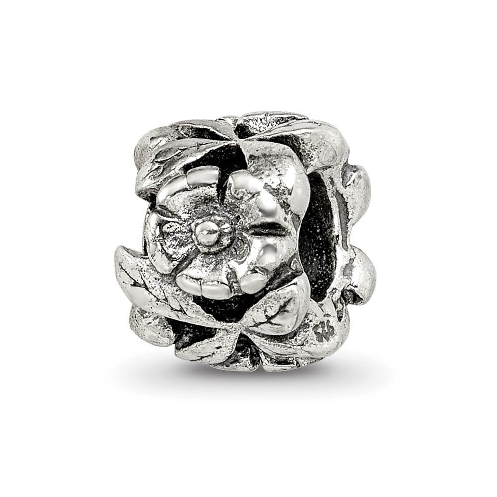 Sterling Silver Flowers Blooming Bead Charm, Item B8721 by The Black Bow Jewelry Co.