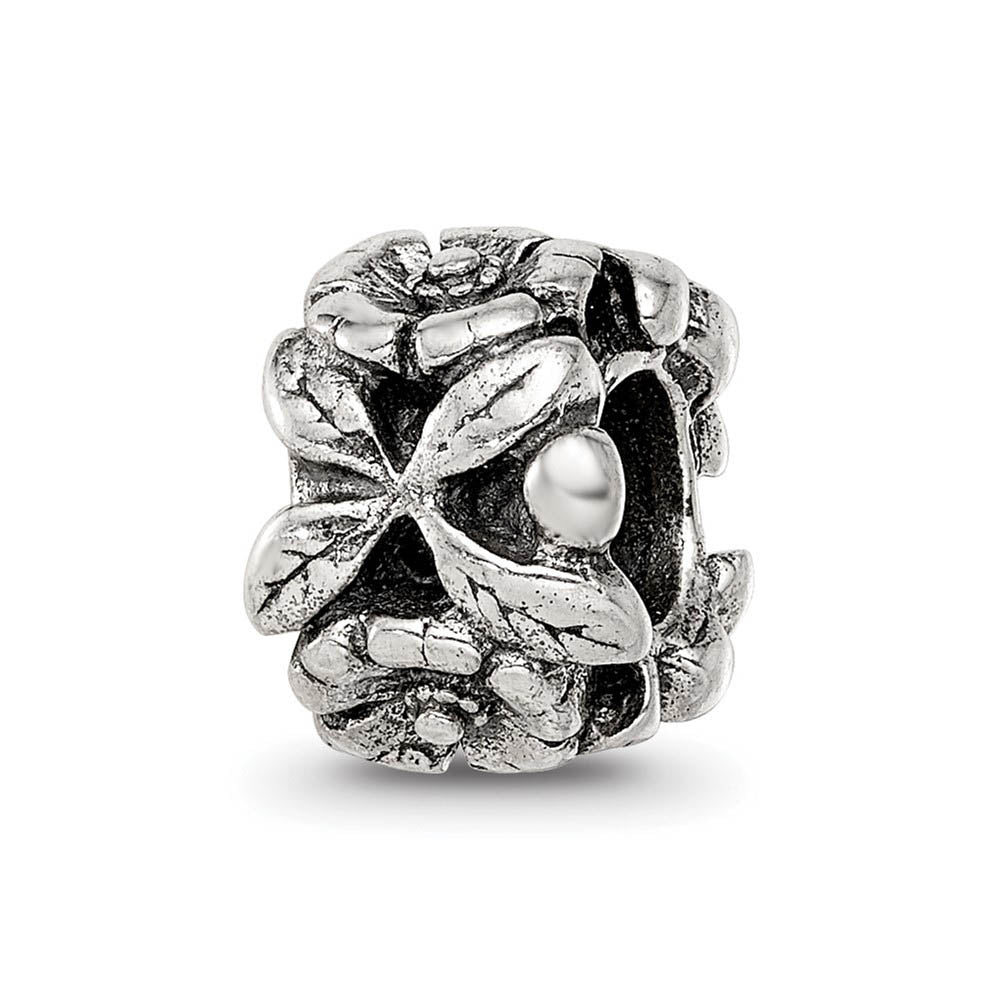 Alternate view of the Sterling Silver Flowers Blooming Bead Charm by The Black Bow Jewelry Co.