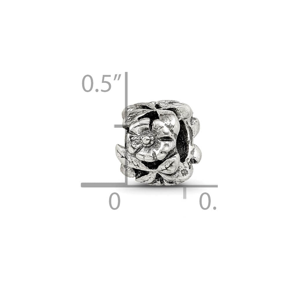 Alternate view of the Sterling Silver Flowers Blooming Bead Charm by The Black Bow Jewelry Co.