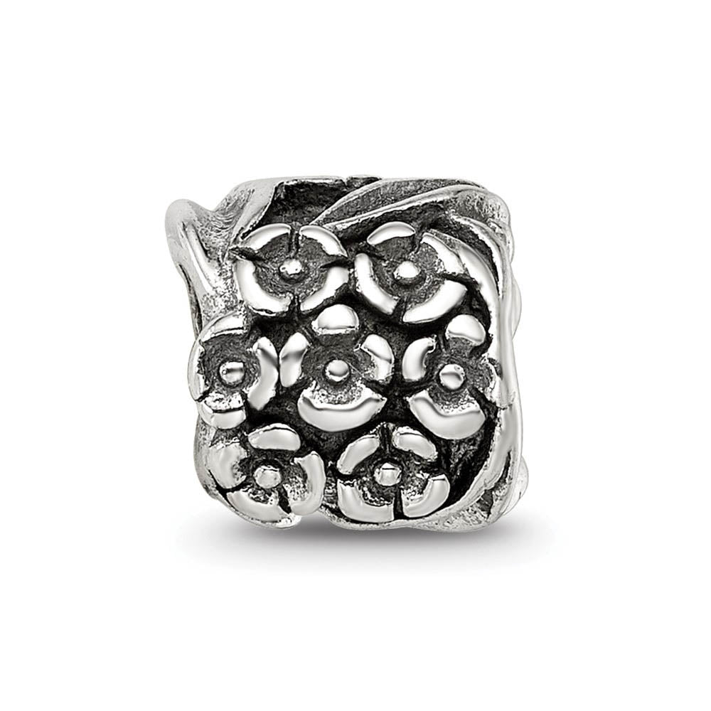 Alternate view of the Sterling Silver Blooming Flowers Bead Charm by The Black Bow Jewelry Co.