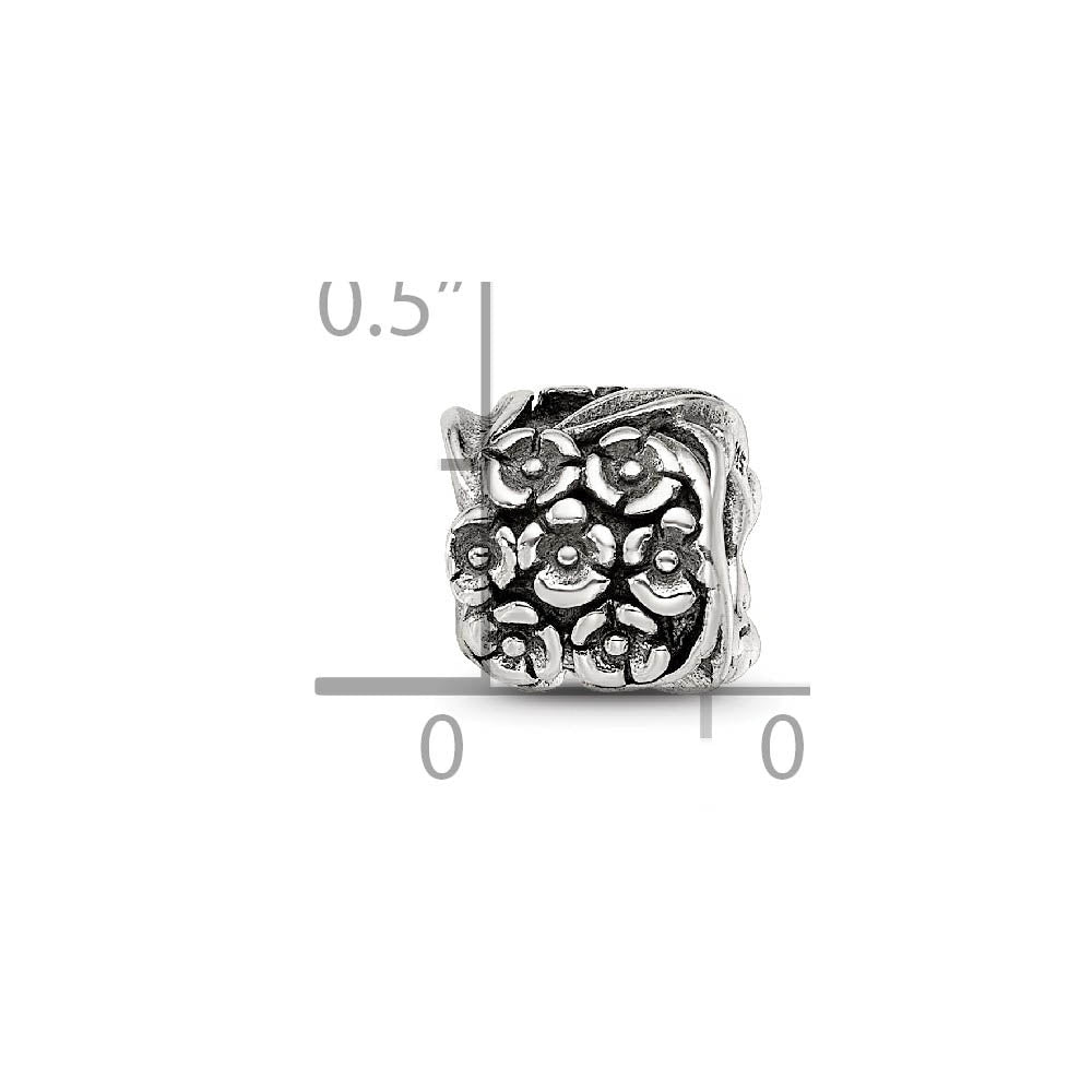 Alternate view of the Sterling Silver Blooming Flowers Bead Charm by The Black Bow Jewelry Co.