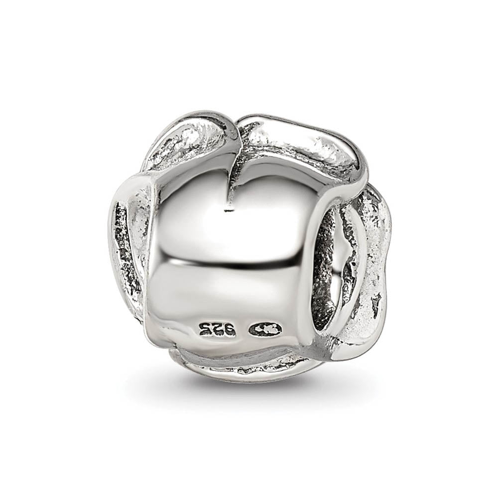 Alternate view of the Sterling Silver Rose Bead Charm, 14mm by The Black Bow Jewelry Co.