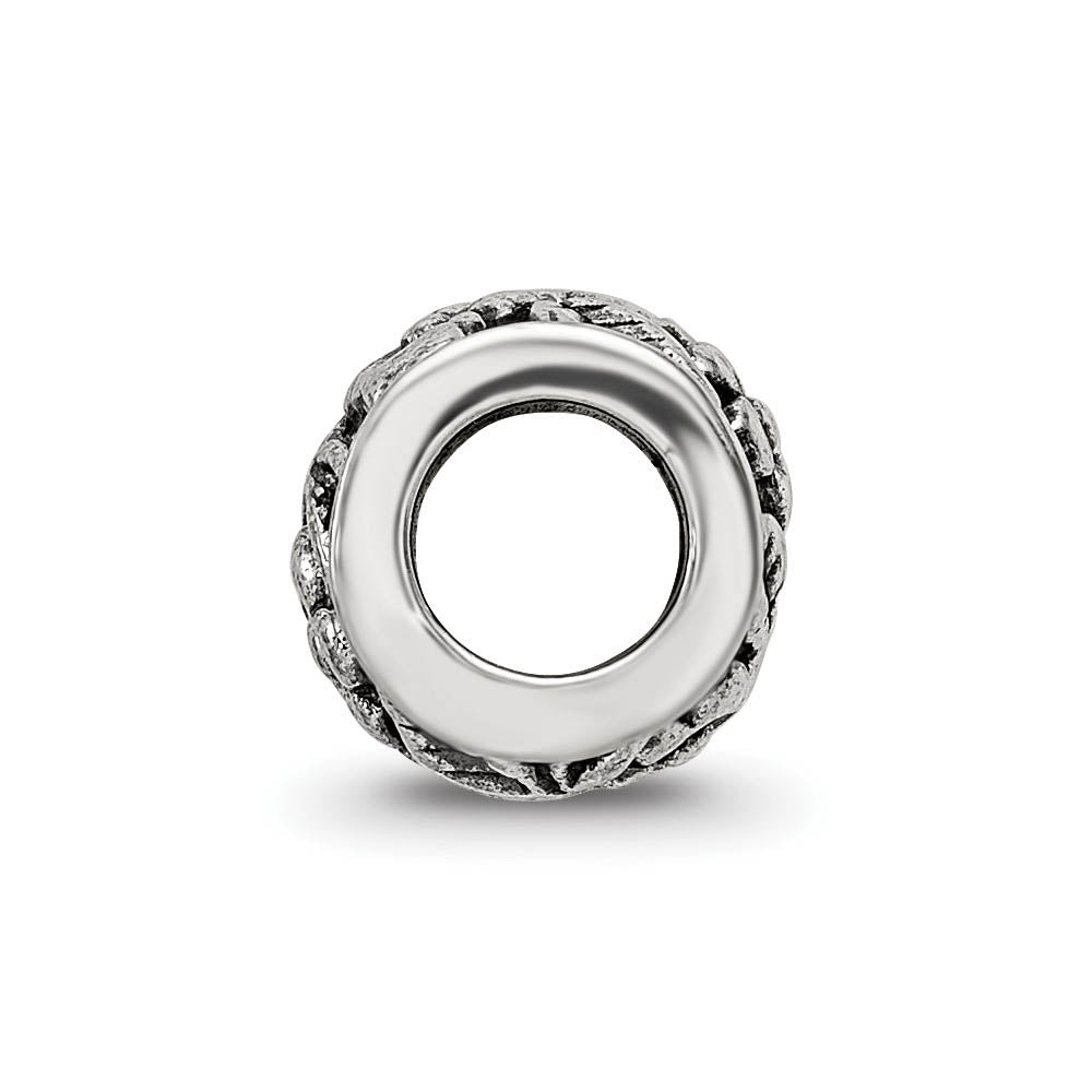 Alternate view of the Sterling Silver Floral Pattern Bead Charm by The Black Bow Jewelry Co.