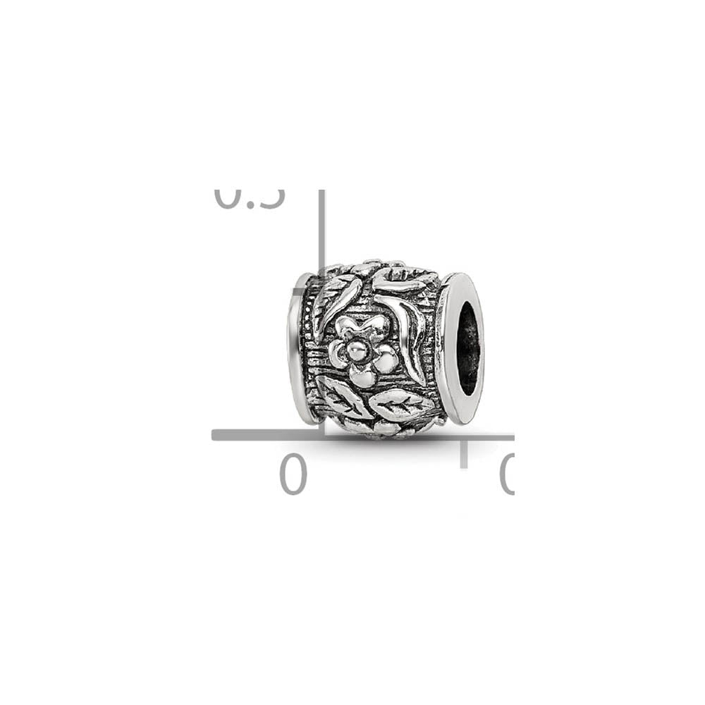 Alternate view of the Sterling Silver Floral Pattern Bead Charm by The Black Bow Jewelry Co.