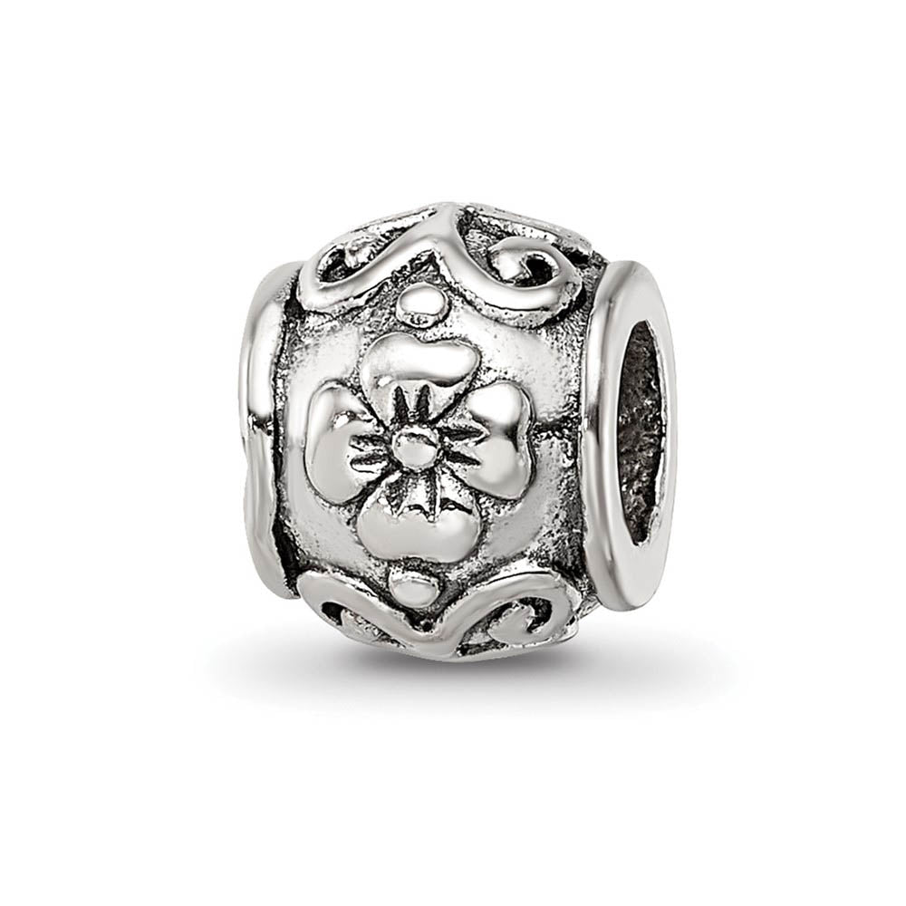 Sterling Silver Growing Flower Bead Charm, Item B8733 by The Black Bow Jewelry Co.