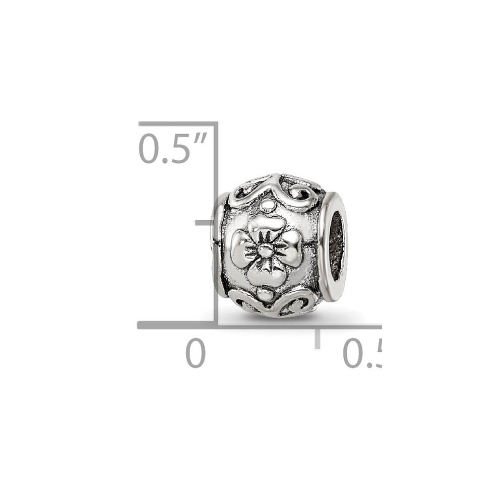 Alternate view of the Sterling Silver Growing Flower Bead Charm by The Black Bow Jewelry Co.