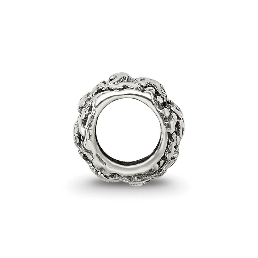 Alternate view of the Sterling Silver Floral Bead Charm by The Black Bow Jewelry Co.