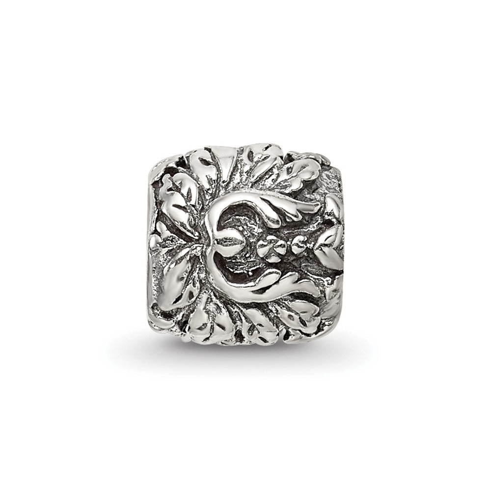 Alternate view of the Sterling Silver Floral Bead Charm by The Black Bow Jewelry Co.