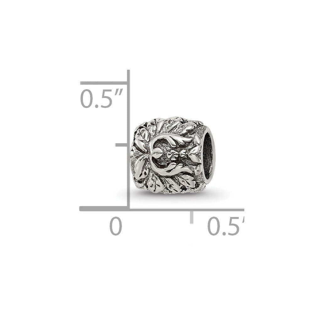 Alternate view of the Sterling Silver Floral Bead Charm by The Black Bow Jewelry Co.