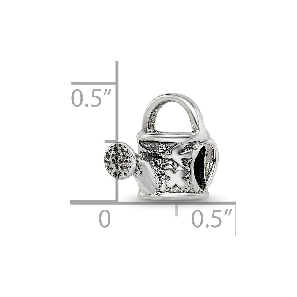 Alternate view of the Sterling Silver Watering Can Bead Charm by The Black Bow Jewelry Co.