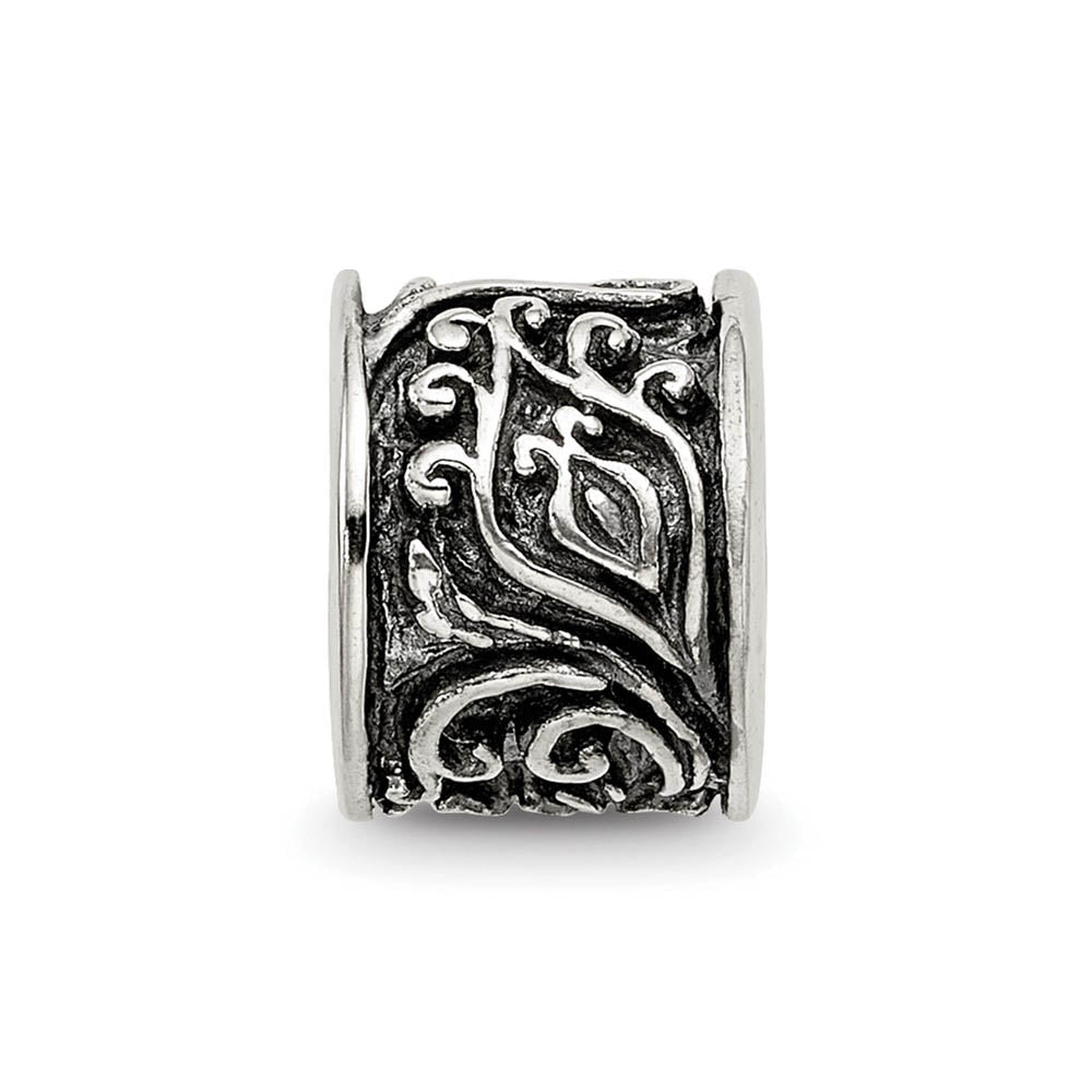 Alternate view of the Sterling Silver Floral Scroll Bali Bead Charm by The Black Bow Jewelry Co.