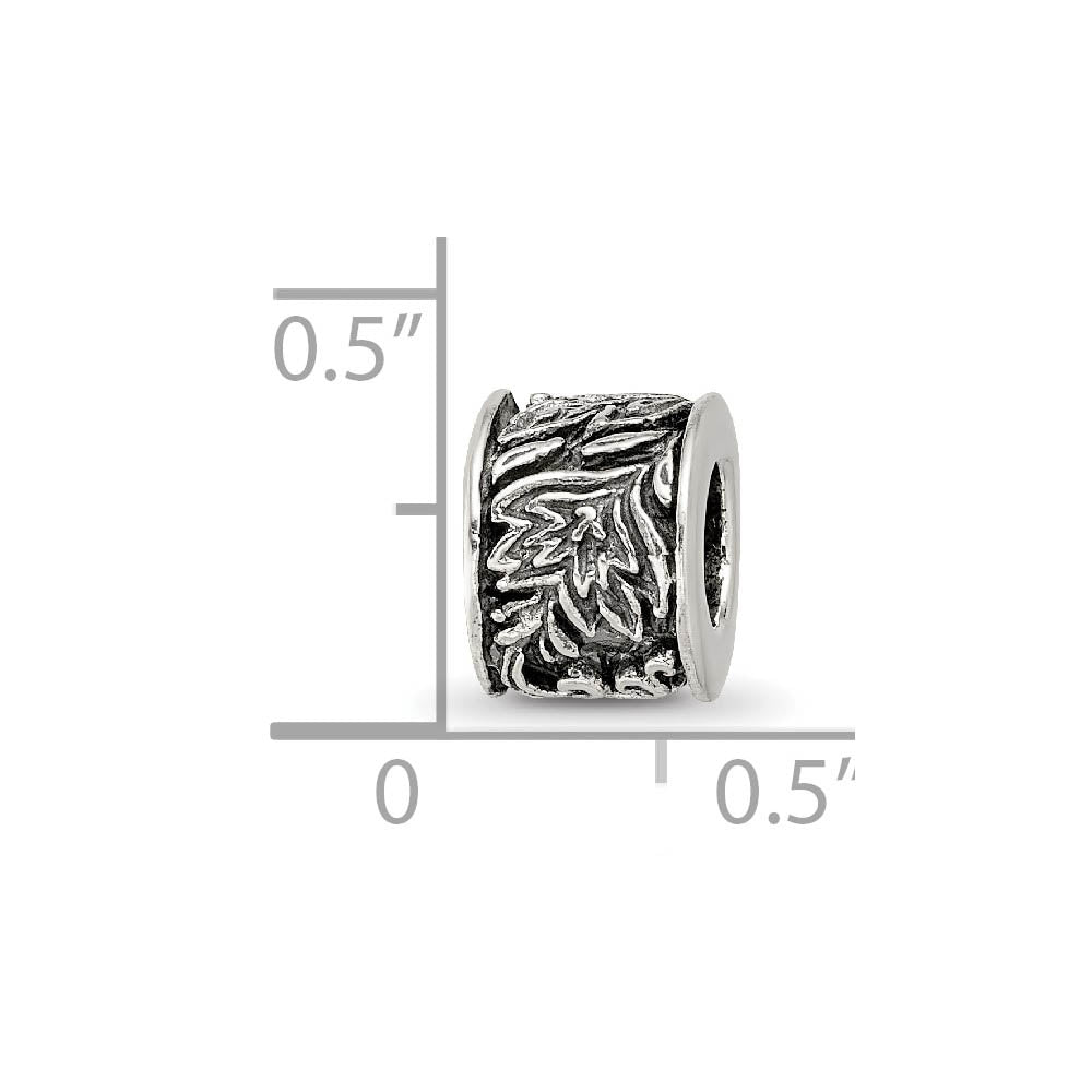 Alternate view of the Sterling Silver Floral Scroll Bali Bead Charm by The Black Bow Jewelry Co.