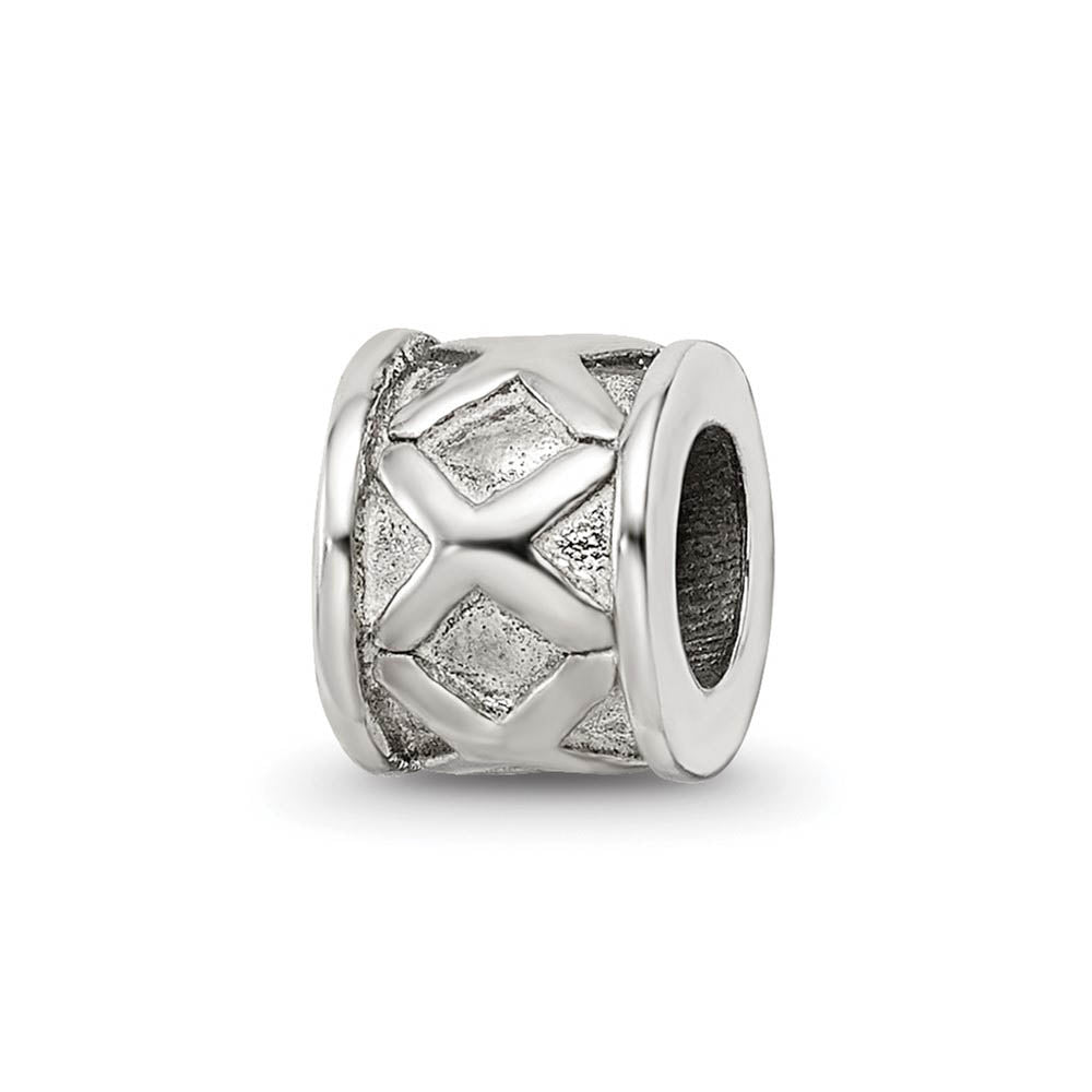 Sterling Silver X Bali Bead Charm, Item B8754 by The Black Bow Jewelry Co.