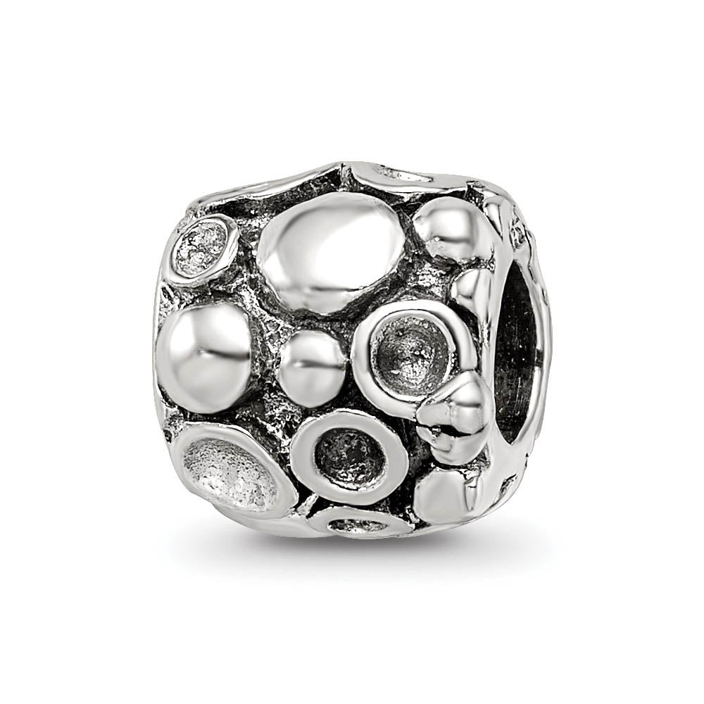 Sterling Silver Spotted Bali Bead Charm, Item B8756 by The Black Bow Jewelry Co.