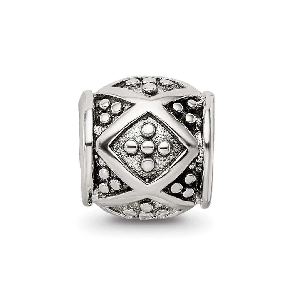 Alternate view of the Sterling Silver Dotted Bali Bead Charm by The Black Bow Jewelry Co.