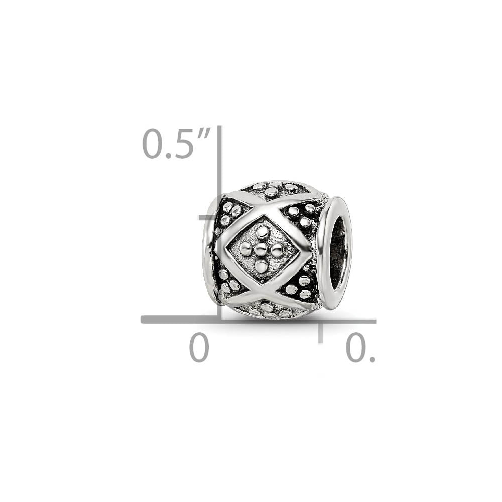 Alternate view of the Sterling Silver Dotted Bali Bead Charm by The Black Bow Jewelry Co.