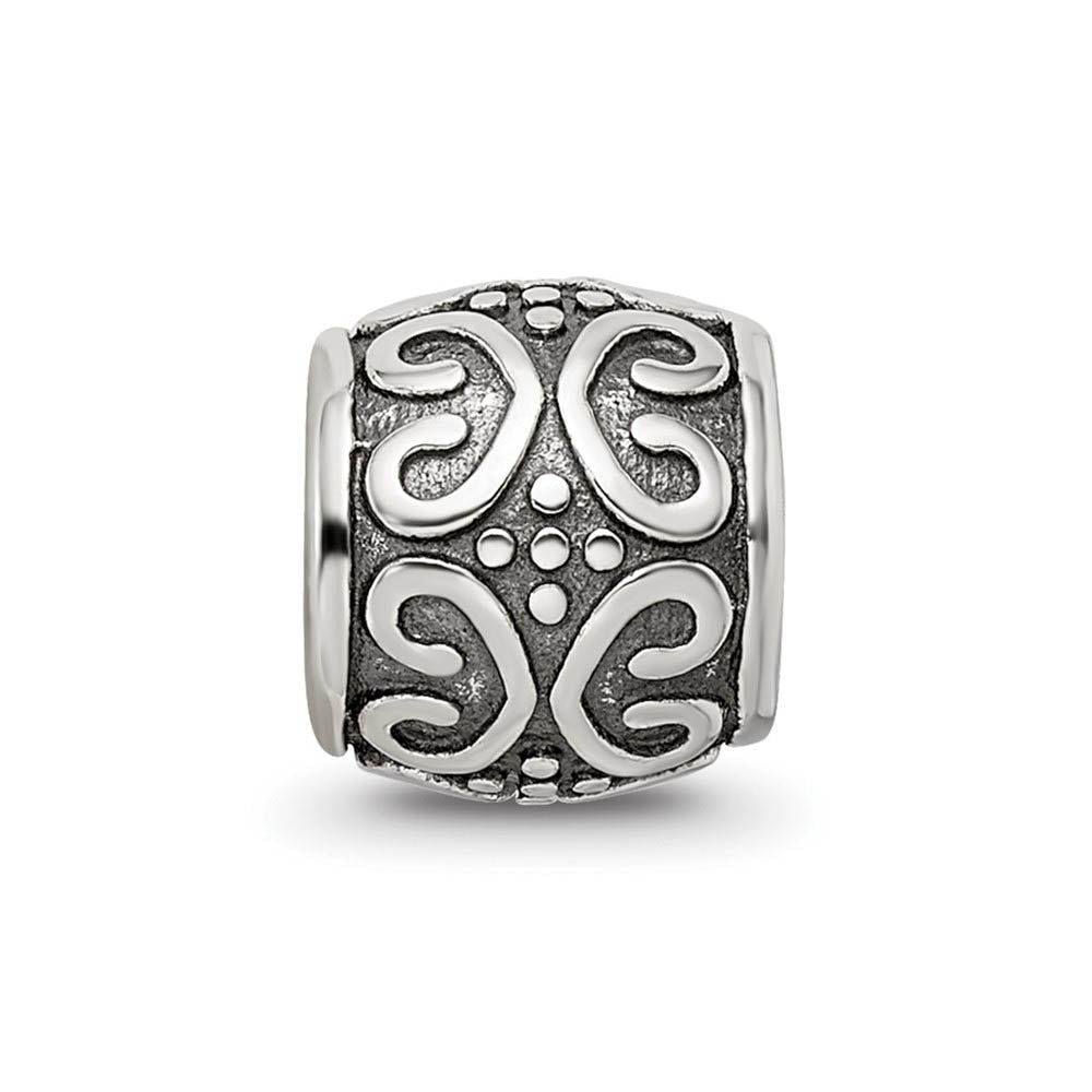 Alternate view of the Sterling Silver Scroll & Dots Bali Bead Charm by The Black Bow Jewelry Co.