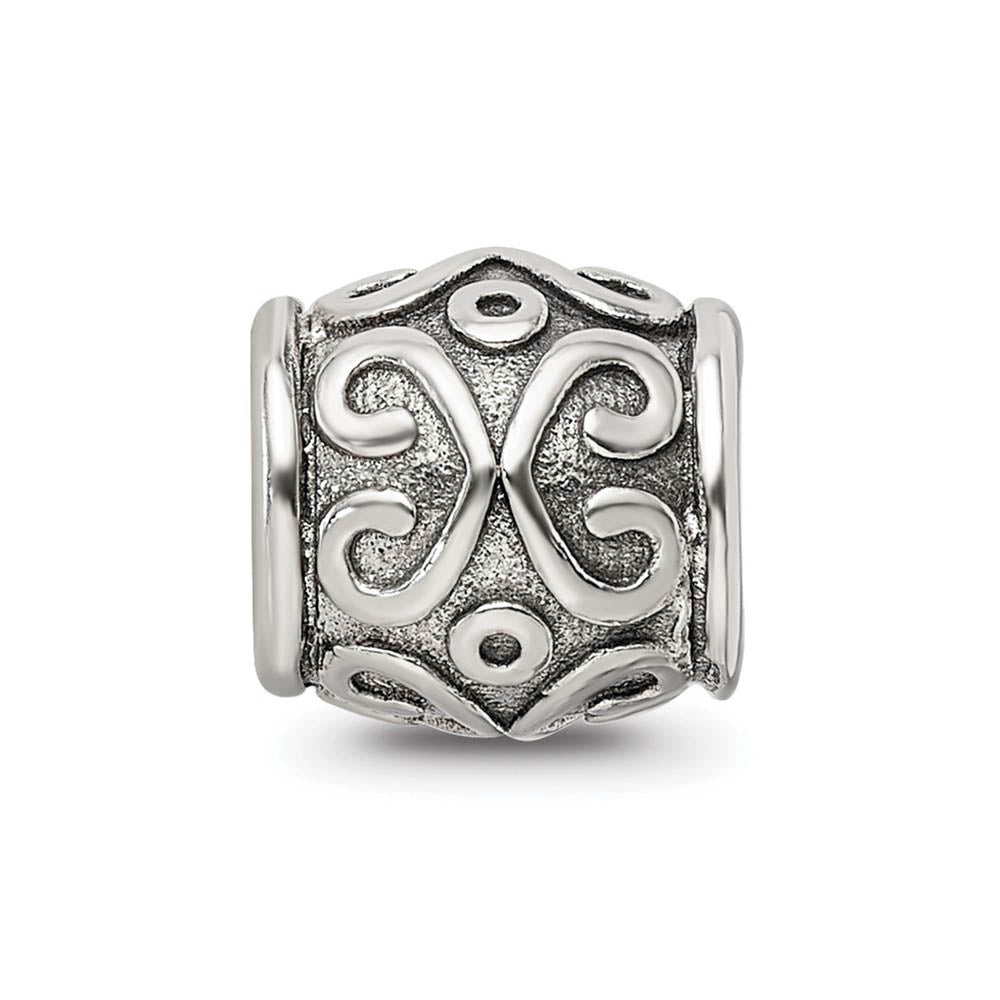 Alternate view of the Sterling Silver Scroll Bali Bead Charm by The Black Bow Jewelry Co.