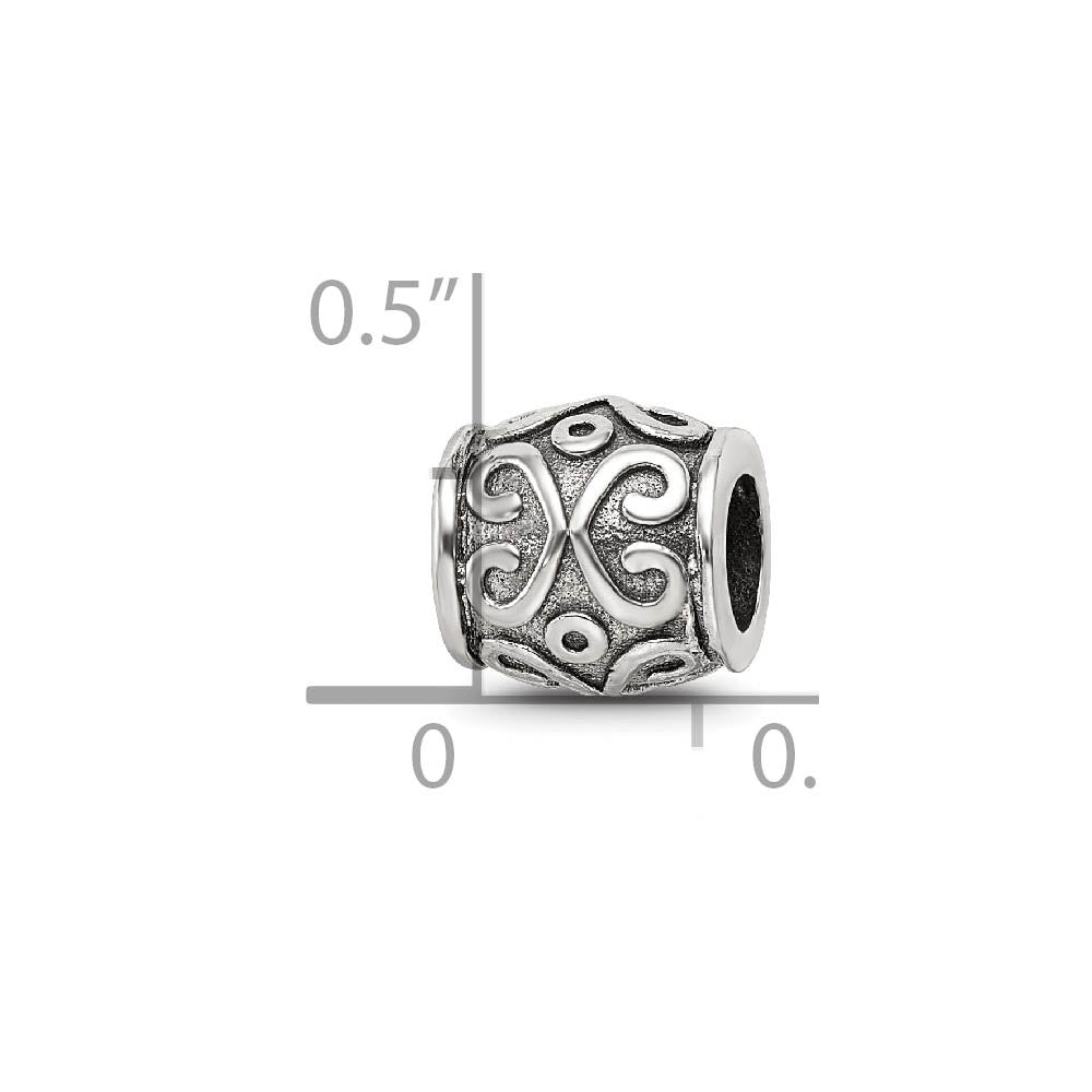Alternate view of the Sterling Silver Scroll Bali Bead Charm by The Black Bow Jewelry Co.