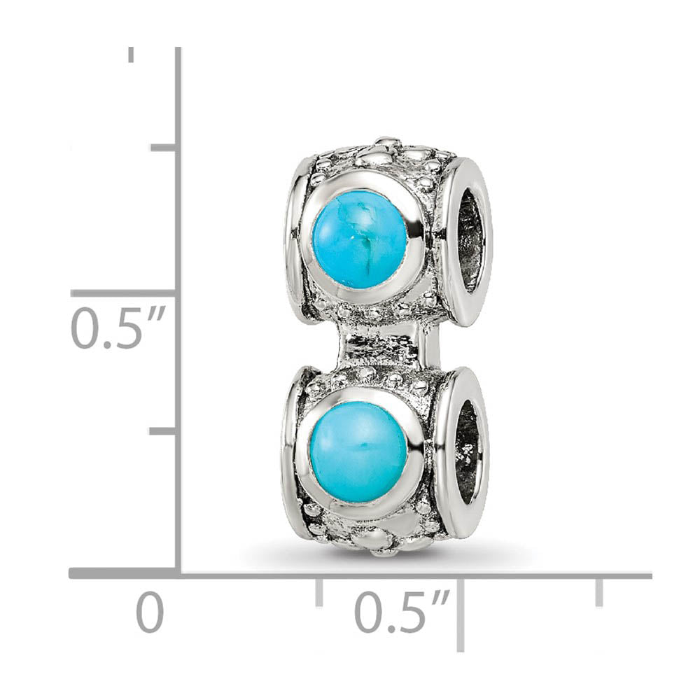 Alternate view of the Sterling Silver and Blue-Green CZ Floral Connector Bead Charm by The Black Bow Jewelry Co.