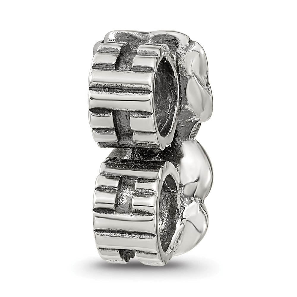 Alternate view of the Sterling Silver and Pink Cubic Zirconia Connector Bead Charm by The Black Bow Jewelry Co.