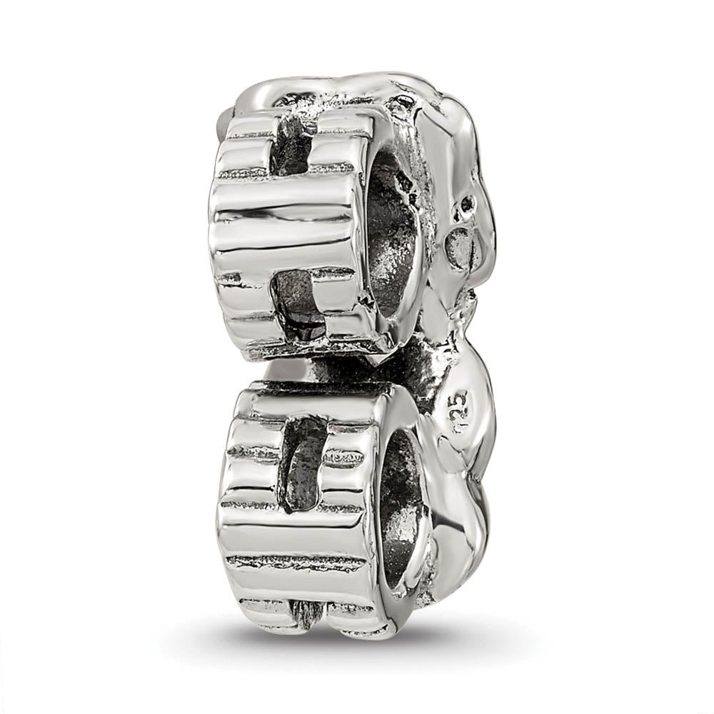 Alternate view of the Sterling Silver and Clear Cubic Zirconia Connector Bead Charm by The Black Bow Jewelry Co.