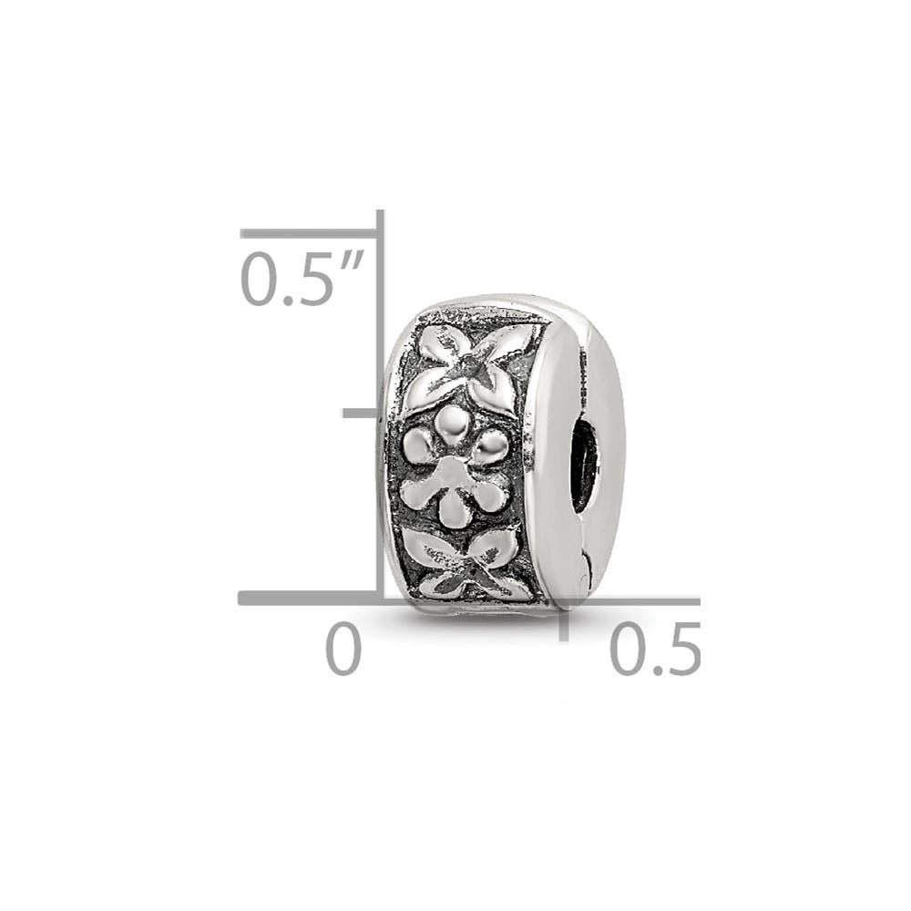 Alternate view of the Sterling Silver Hinged Flower Clip Bead Charm by The Black Bow Jewelry Co.