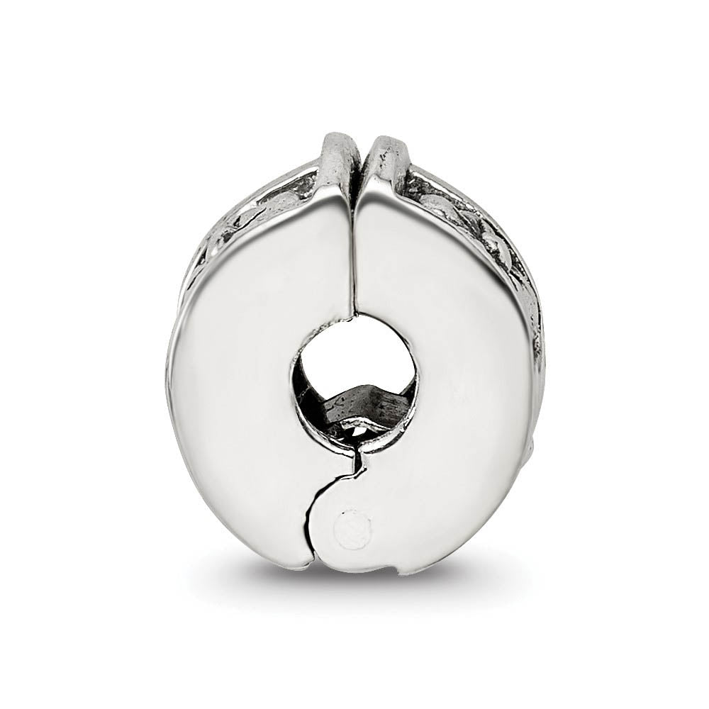 Alternate view of the Hinged Floral Clip Bead Charm in Antiqued Sterling Silver by The Black Bow Jewelry Co.