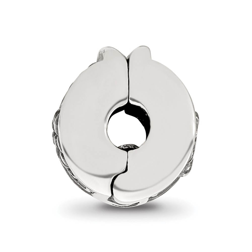 Alternate view of the Sterling Silver Flower Hinged Clip Bead Charm by The Black Bow Jewelry Co.