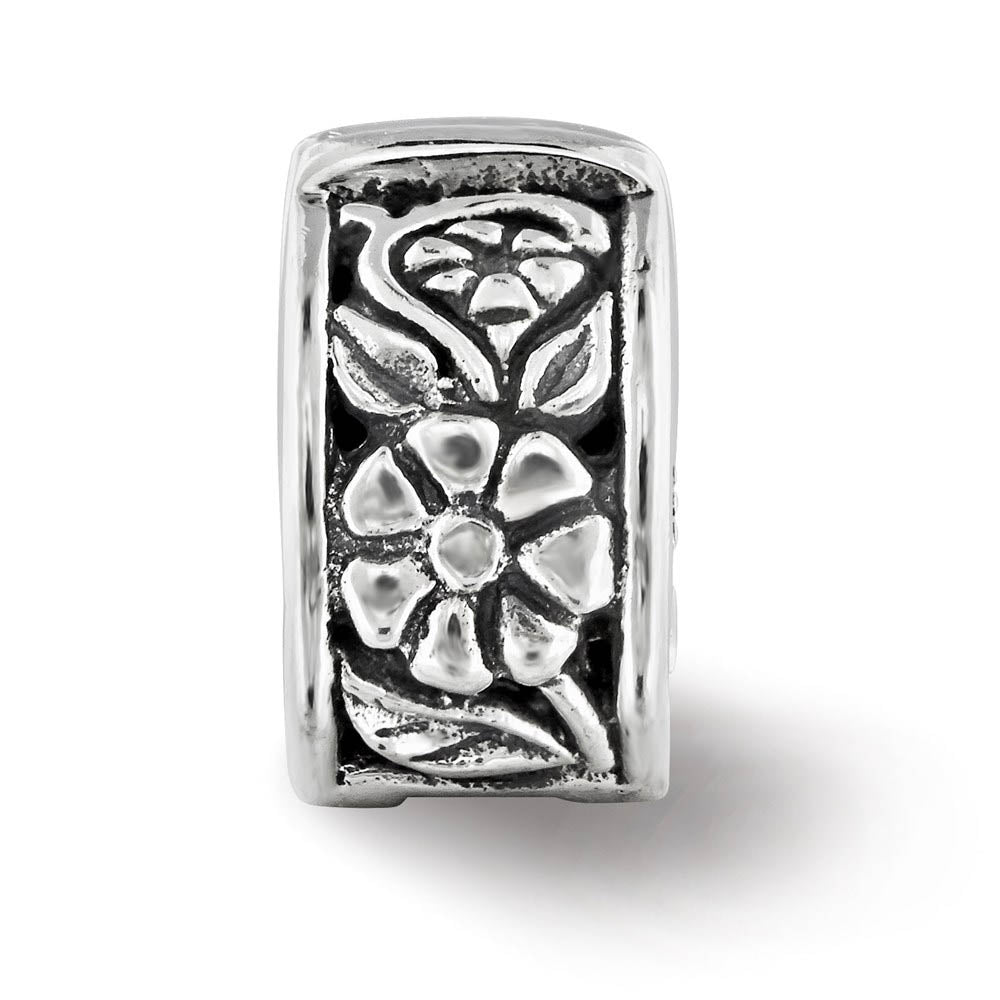 Alternate view of the Sterling Silver Flower Hinged Clip Bead Charm by The Black Bow Jewelry Co.