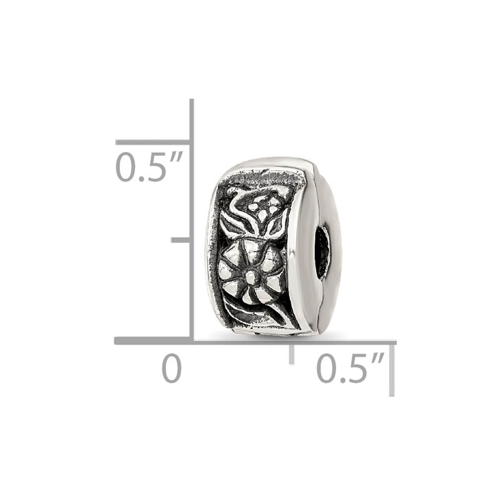 Alternate view of the Sterling Silver Flower Hinged Clip Bead Charm by The Black Bow Jewelry Co.