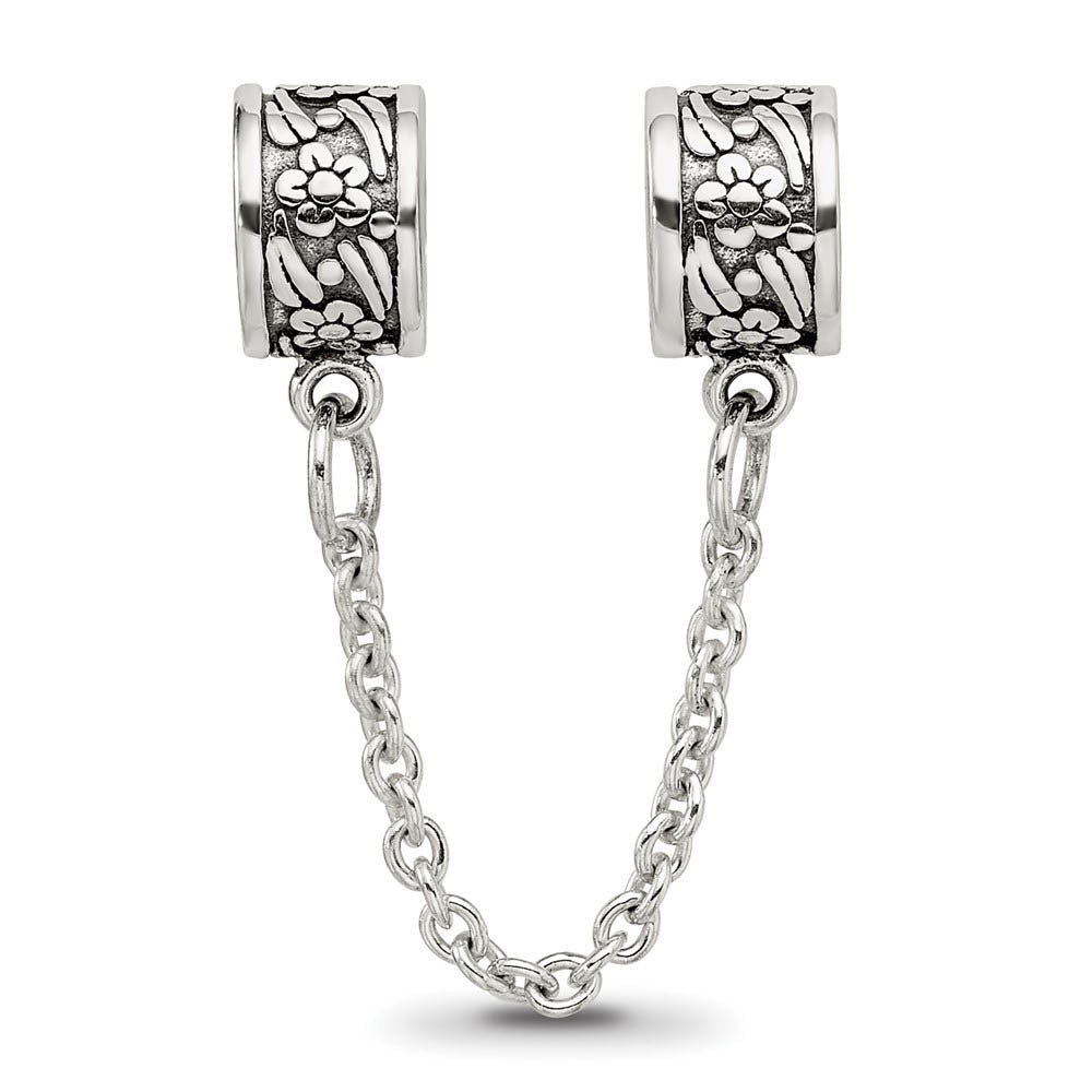 Alternate view of the Sterling Silver Security Chain with Flower Bead Charms by The Black Bow Jewelry Co.