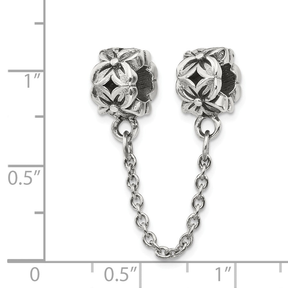 Alternate view of the Sterling Silver Security Chain w Floral Bead Charms by The Black Bow Jewelry Co.