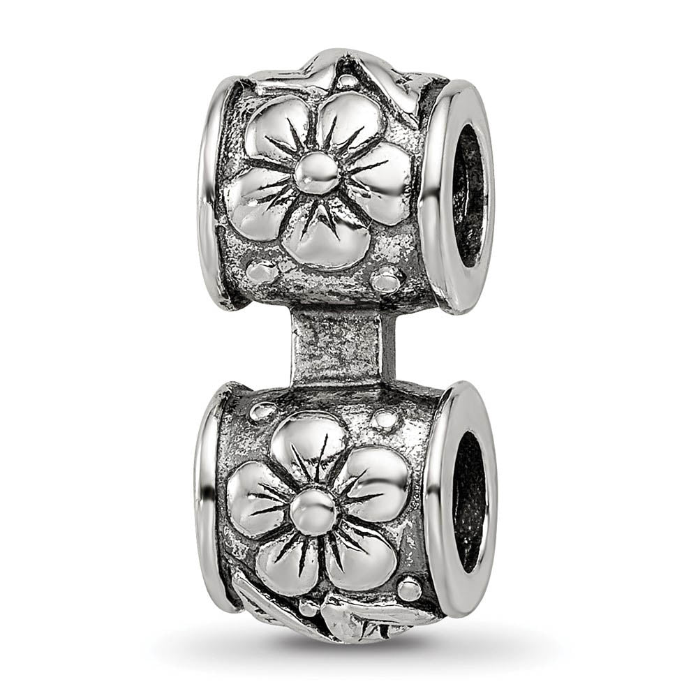 Sterling Silver Floral Connector Bead Charm, Item B8804 by The Black Bow Jewelry Co.