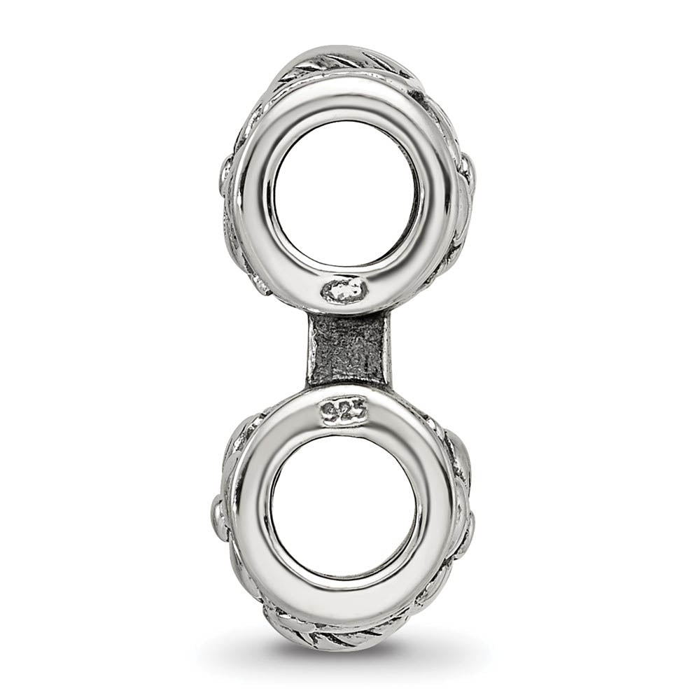 Alternate view of the Sterling Silver Floral Connector Bead Charm by The Black Bow Jewelry Co.