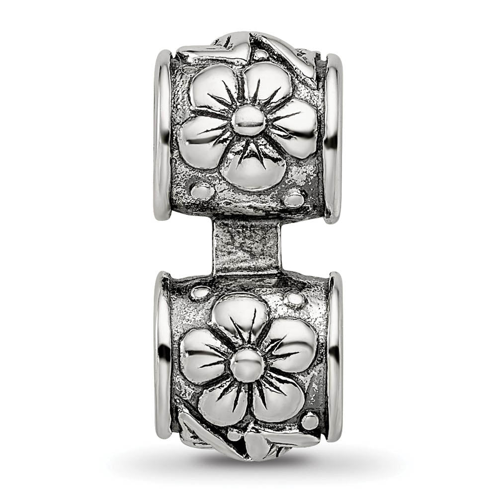 Alternate view of the Sterling Silver Floral Connector Bead Charm by The Black Bow Jewelry Co.