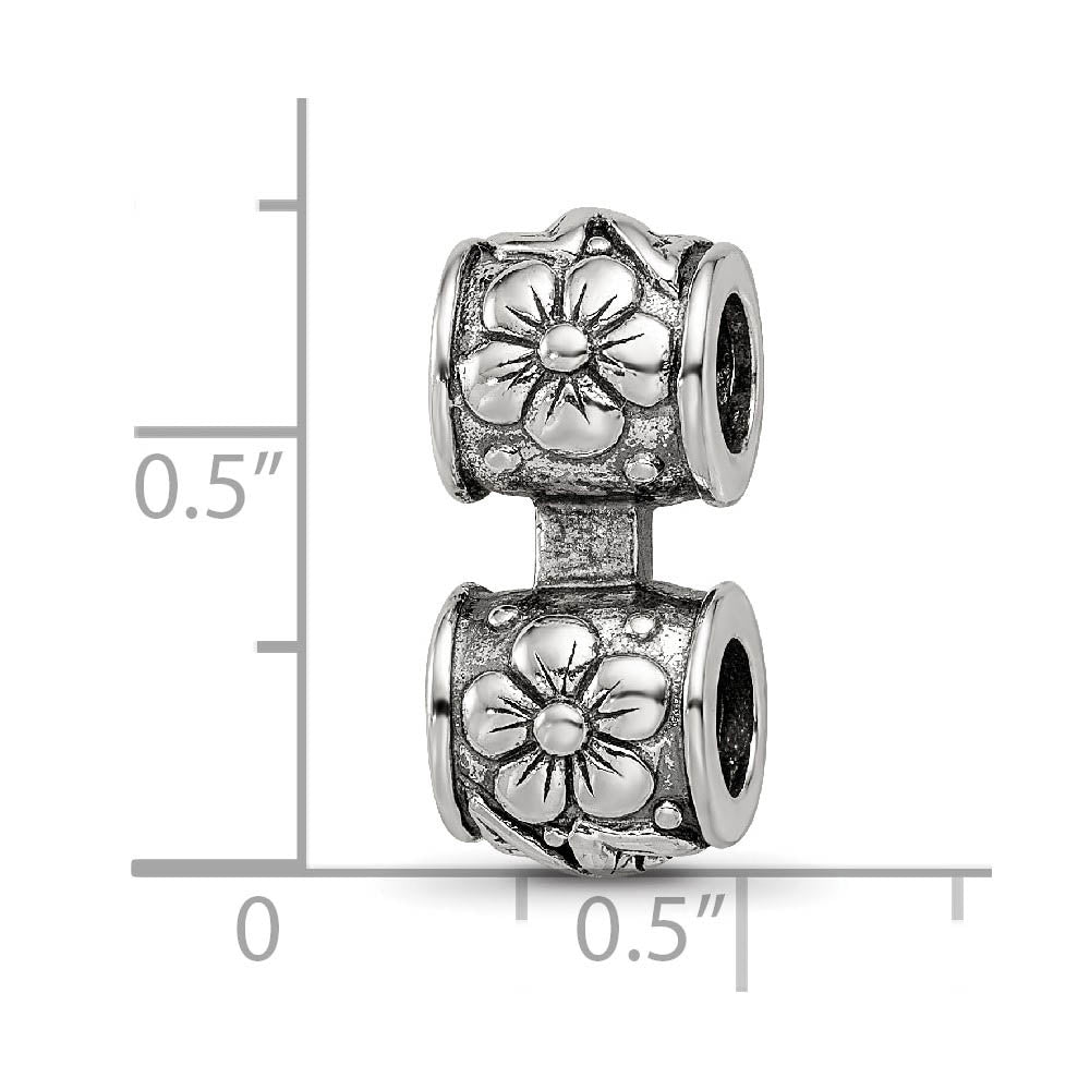 Alternate view of the Sterling Silver Floral Connector Bead Charm by The Black Bow Jewelry Co.